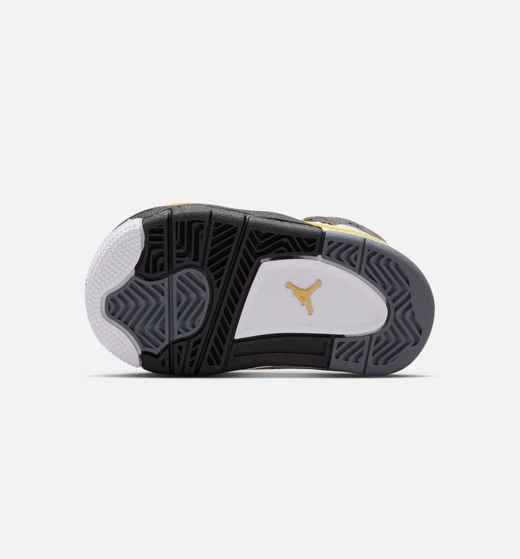 Air Jordan 4 Retro Rare Air Tour Yellow – Infant/Toddler Lifestyle Shoe in White/Dark Blue Grey/Black/Tour Yellow