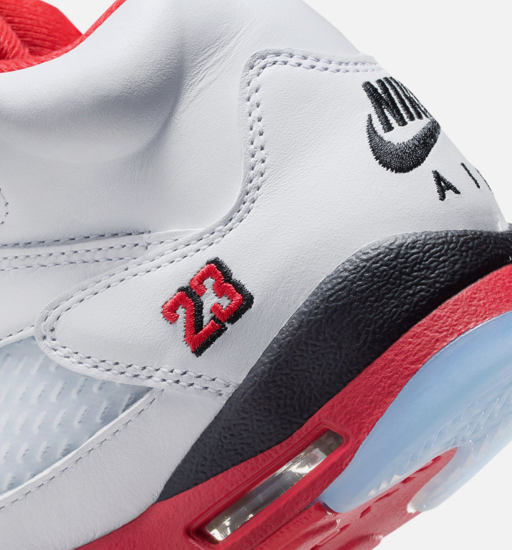 Air Jordan 5 Retro Fire Red – Grade School Lifestyle Shoe in White/Fire Red/Black