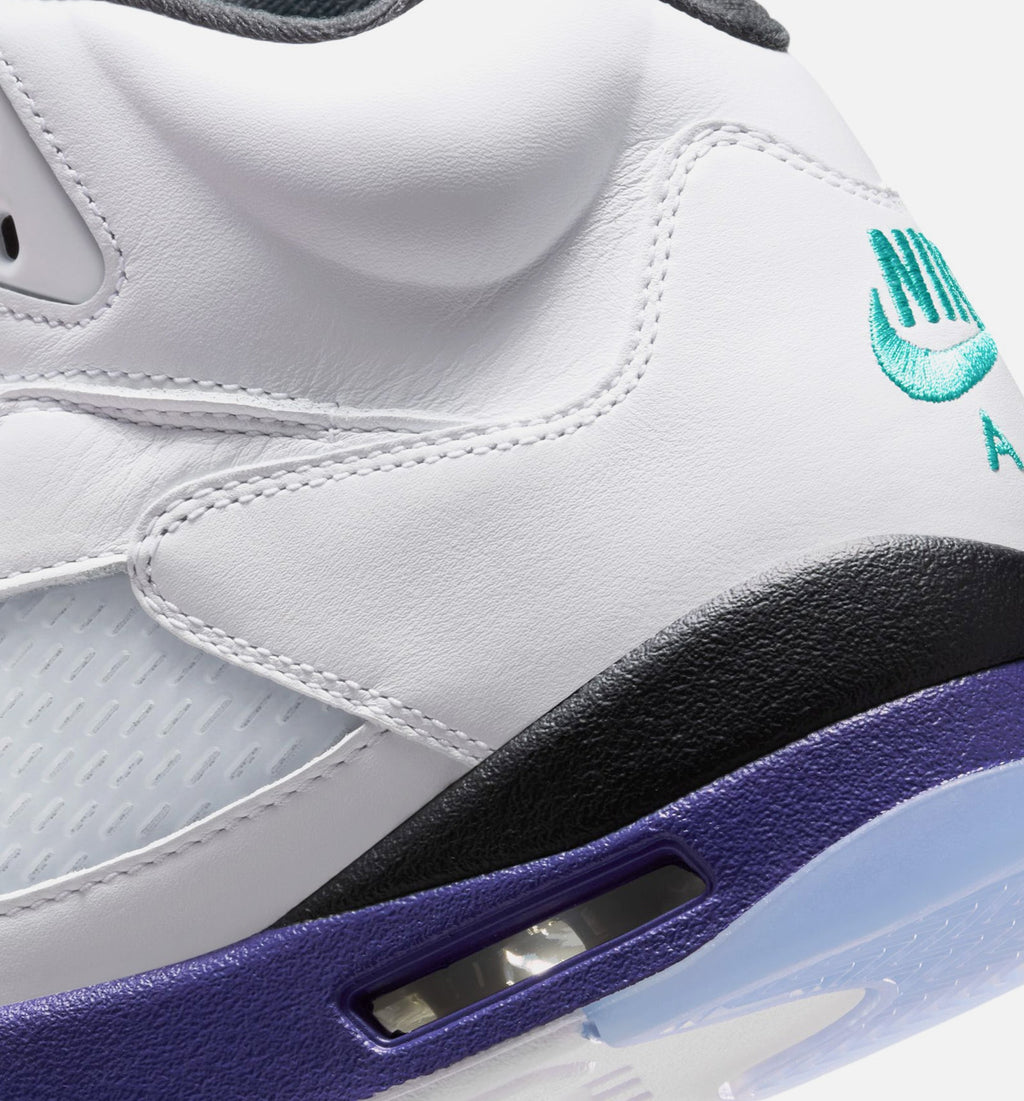 Air Jordan 5 Retro Grape – Men's Lifestyle Shoe in White/New Emerald/Grape Ice/Black