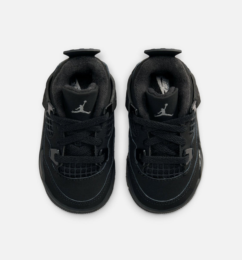 Air Jordan 4 Retro Black Cat – Infant/Toddler Lifestyle Shoe in Black/Black/Light Graphite