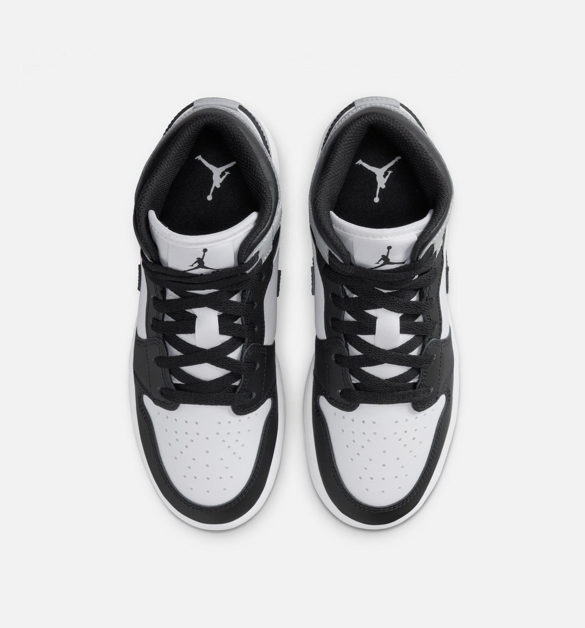 Air Jordan 1 Mid – Grade School Lifestyle Shoe in White/Light Smoke Grey/Black