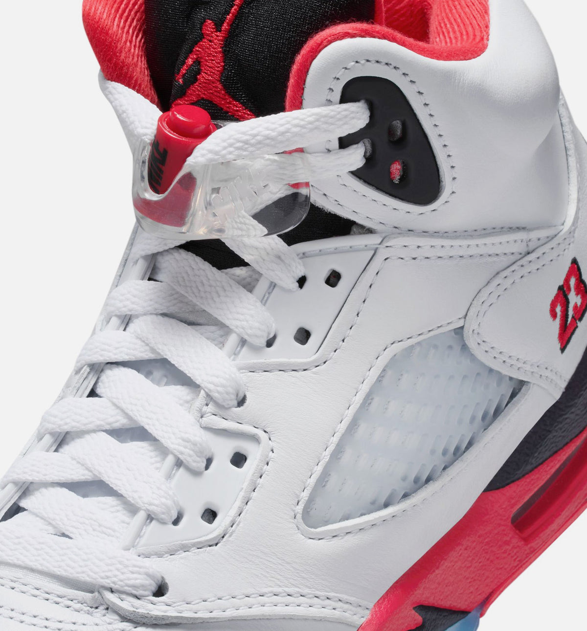 Air Jordan 5 Retro Fire Red – Grade School Lifestyle Shoe in White/Fire Red/Black