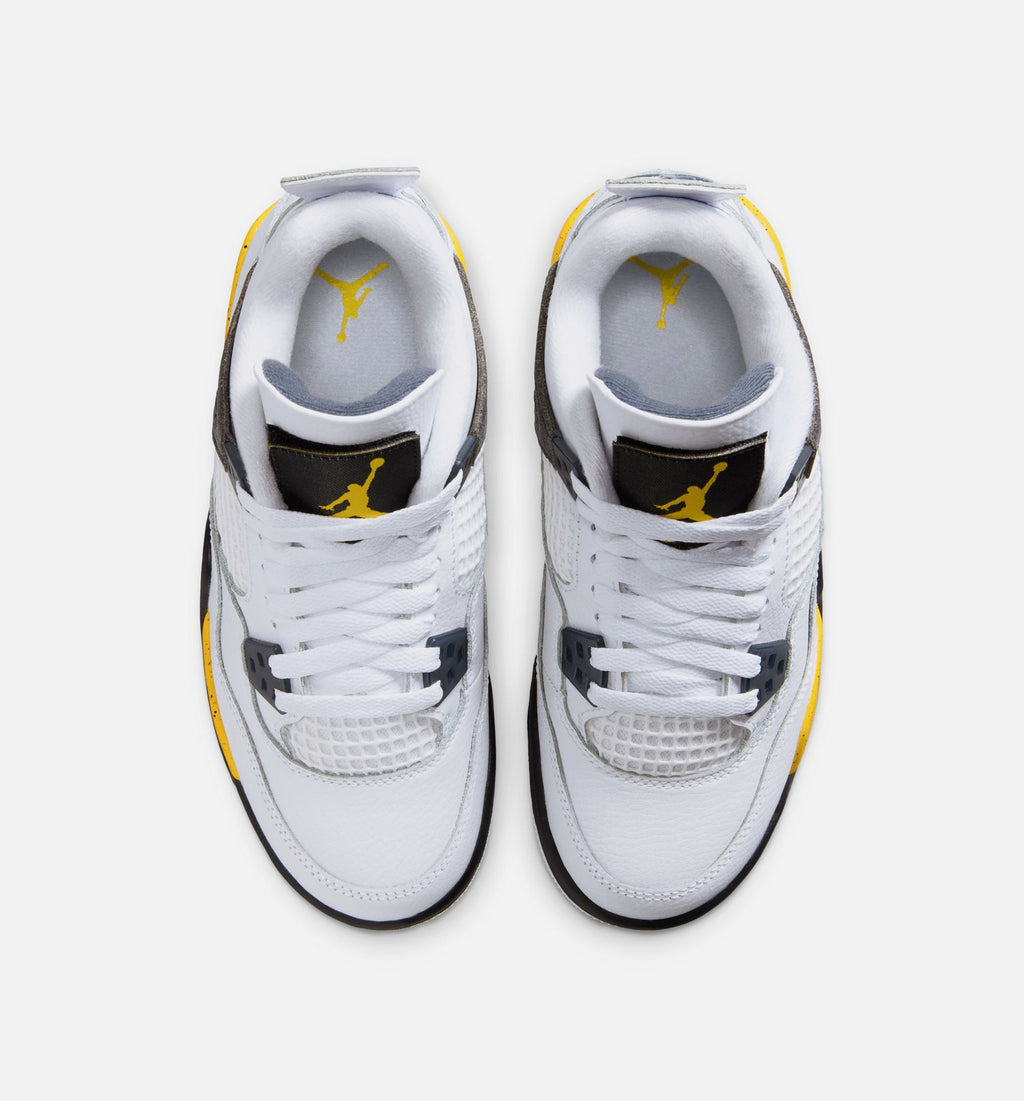 Air Jordan 4 Retro Rare Air Tour Yellow – Grade School Lifestyle Shoe in White/Dark Blue Grey/Black/Tour Yellow