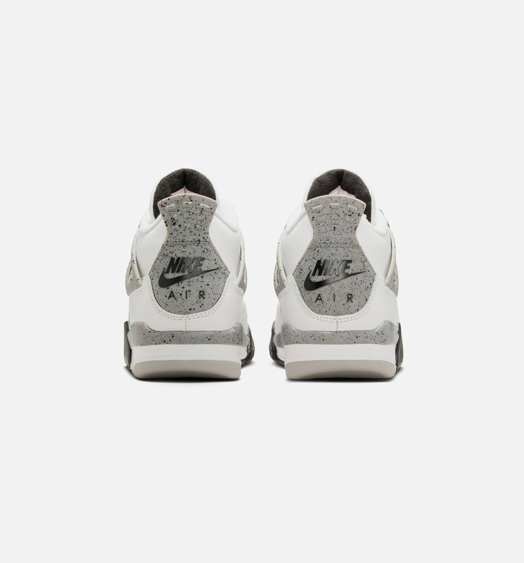 Air Jordan 4 Retro White Cement – Grade School Lifestyle Shoe in Summit White/Fire Red/Cement Grey/Black