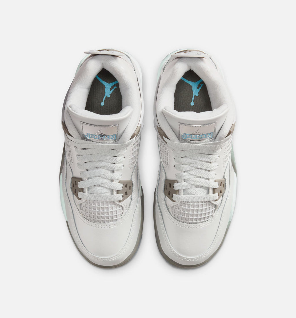 Air Jordan 4 Retro Blue Chill – Grade School Lifestyle Shoe in Photon Dust/Blue Chill/Flat Pewter/White/Blue Tint