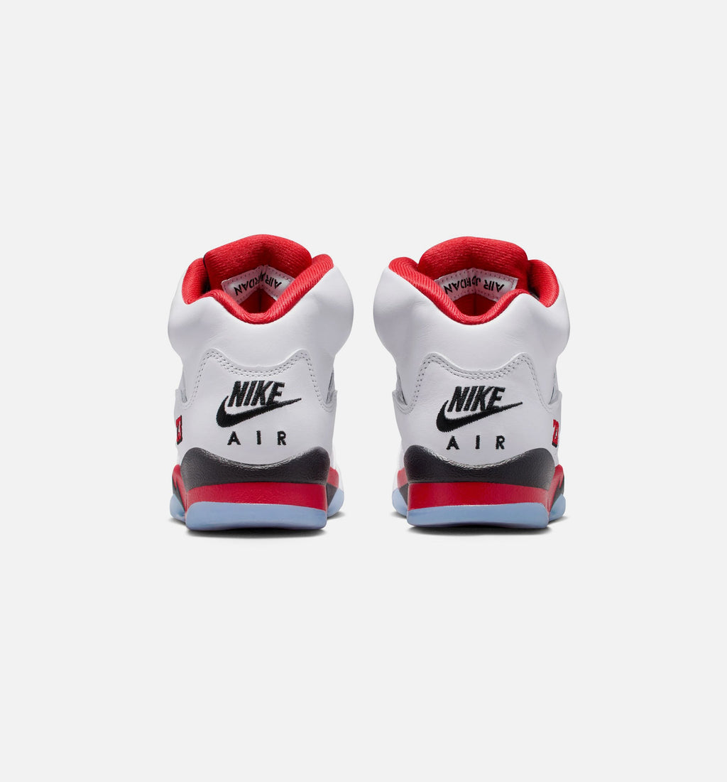 Air Jordan 5 Retro Fire Red – Grade School Lifestyle Shoe in White/Fire Red/Black