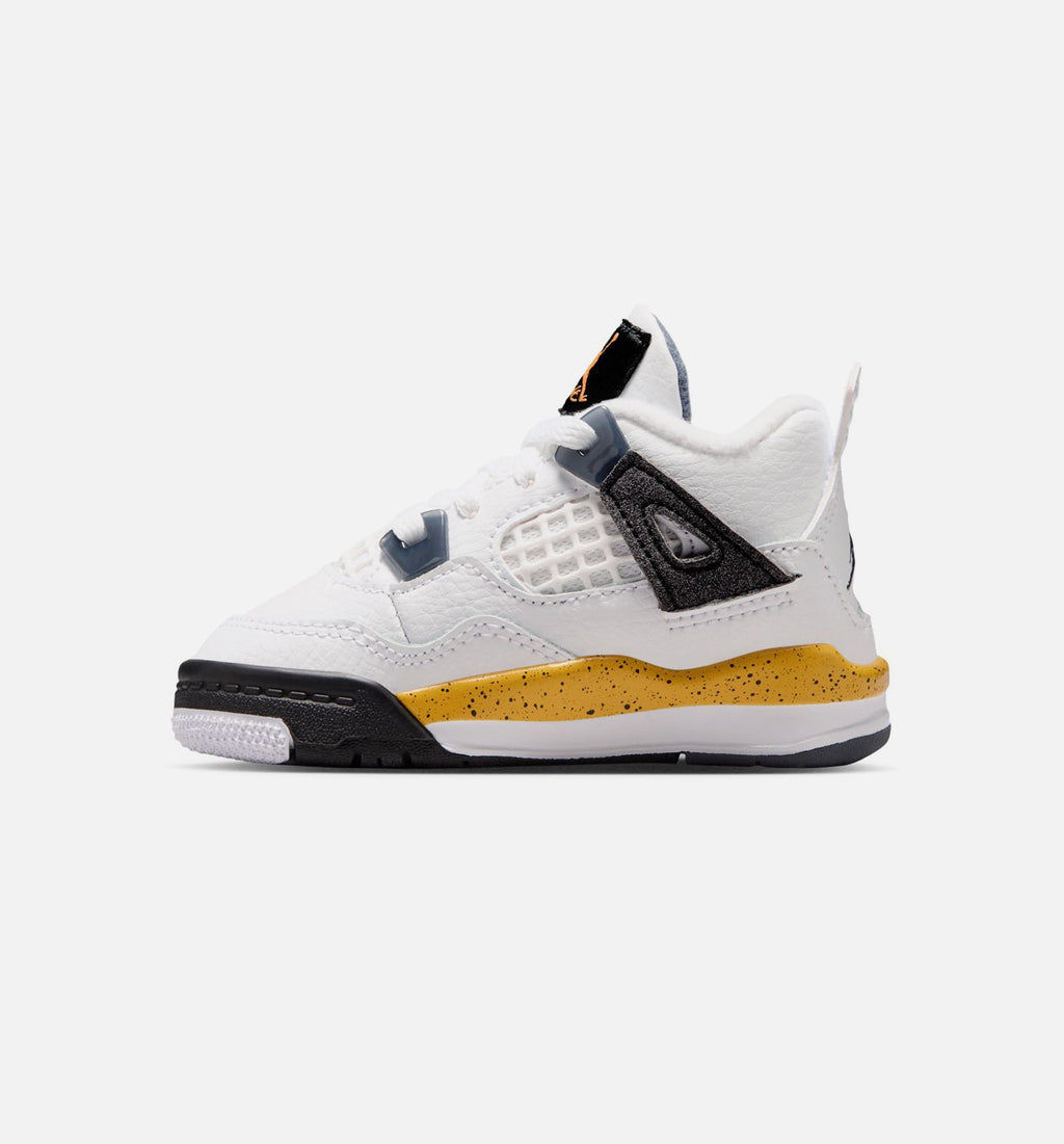 Air Jordan 4 Retro Rare Air Tour Yellow – Infant/Toddler Lifestyle Shoe in White/Dark Blue Grey/Black/Tour Yellow
