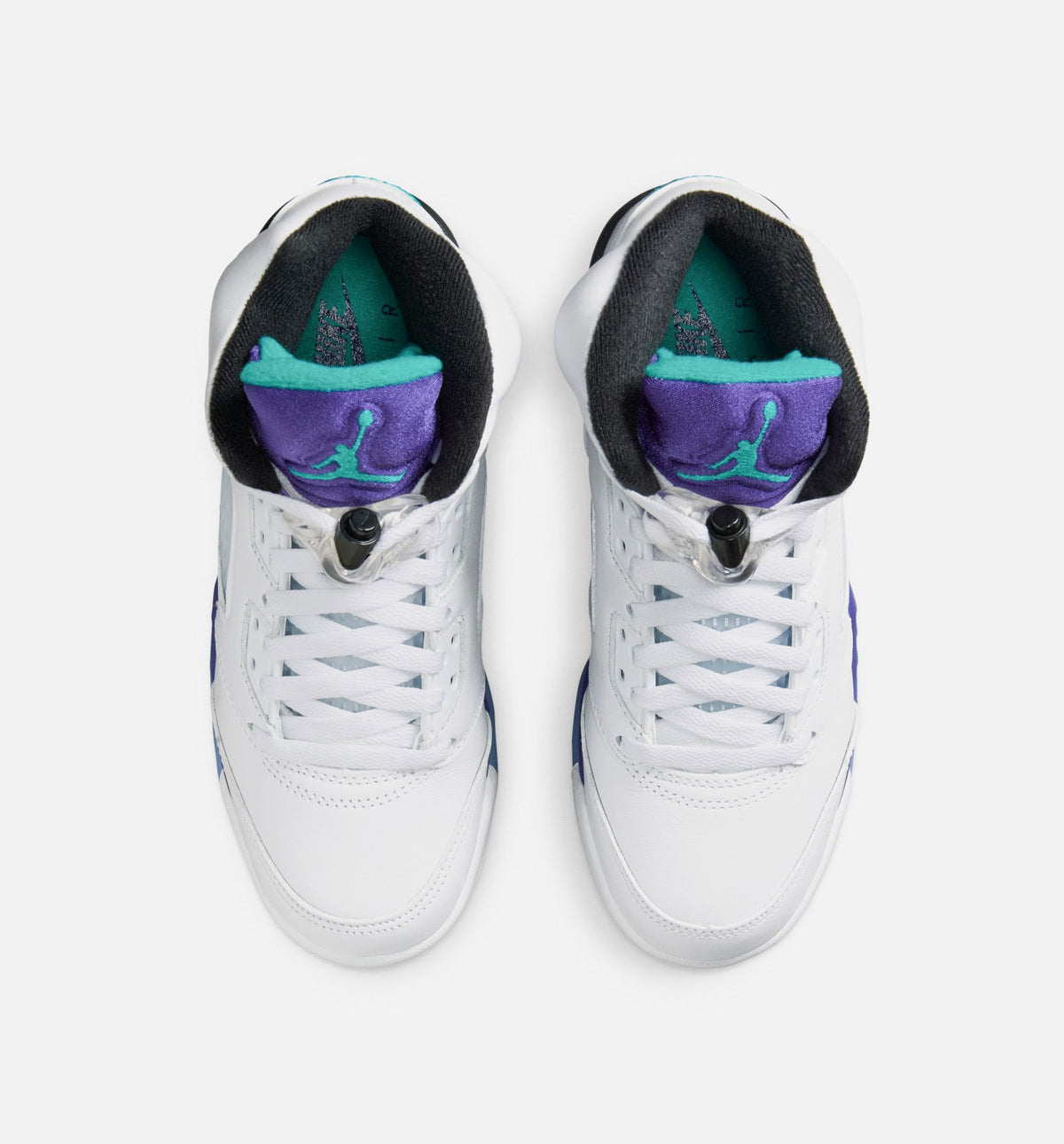 Air Jordan 5 Retro Grape – Grade School Lifestyle Shoe in White/New Emerald/Grape Ice/Black