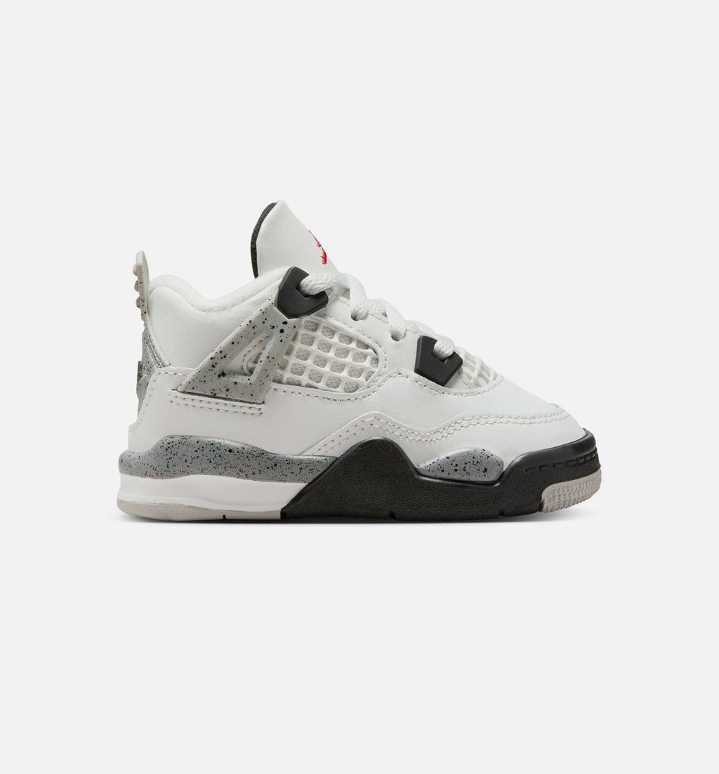 Air Jordan 4 Retro White Cement – Infant/Toddler Lifestyle Shoe in Summit White/Fire Red/Cement Grey/Black