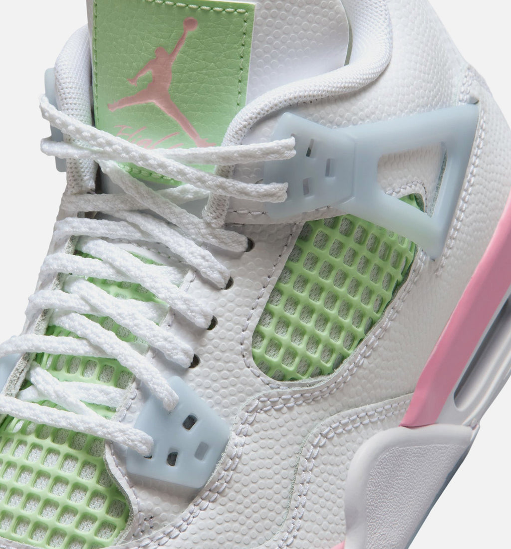 Air Jordan 4 Retro Medium Soft Pink – Grade School Lifestyle Shoe in White/Medium Soft Pink/Half Blue