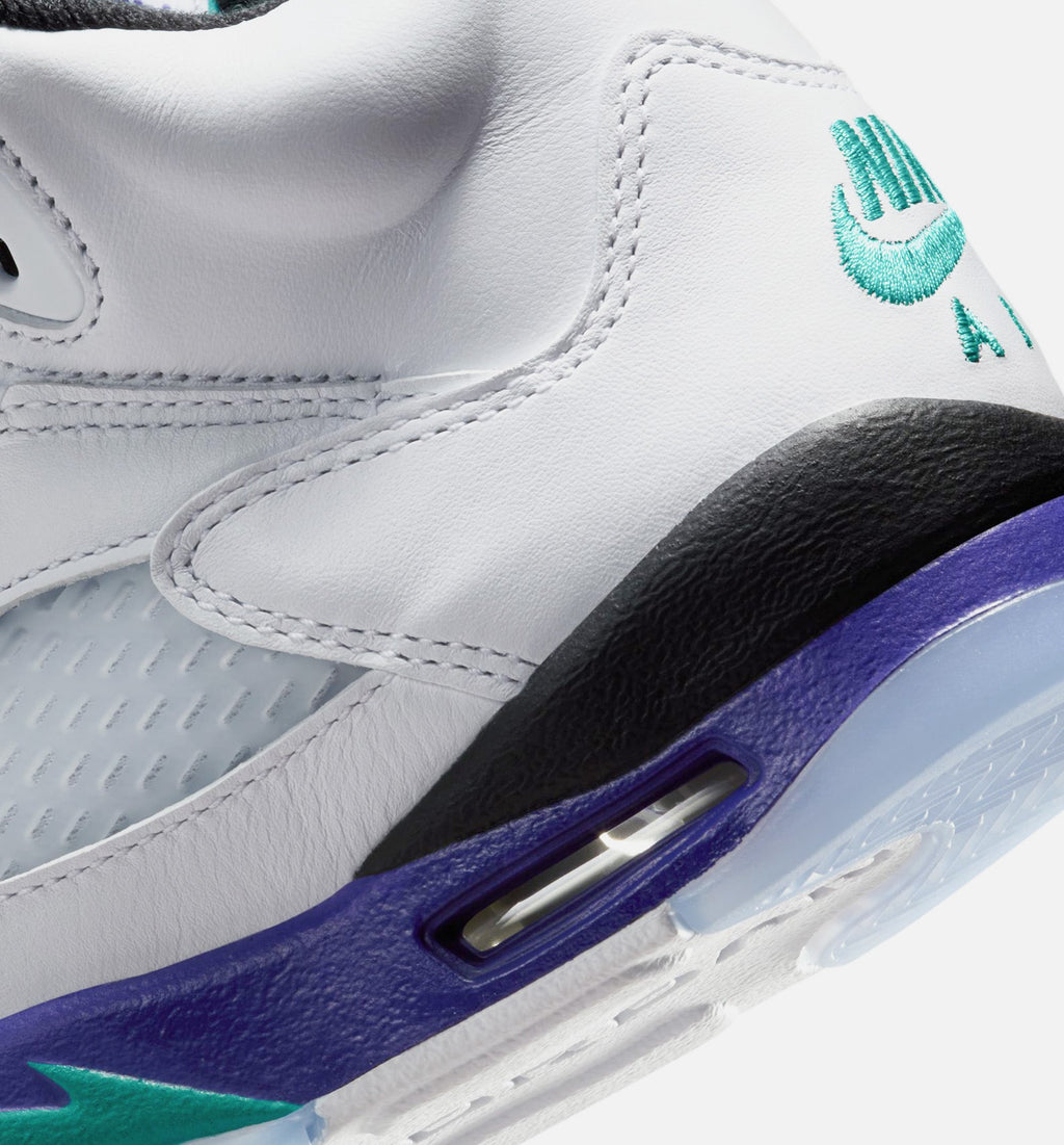 Air Jordan 5 Retro Grape – Grade School Lifestyle Shoe in White/New Emerald/Grape Ice/Black
