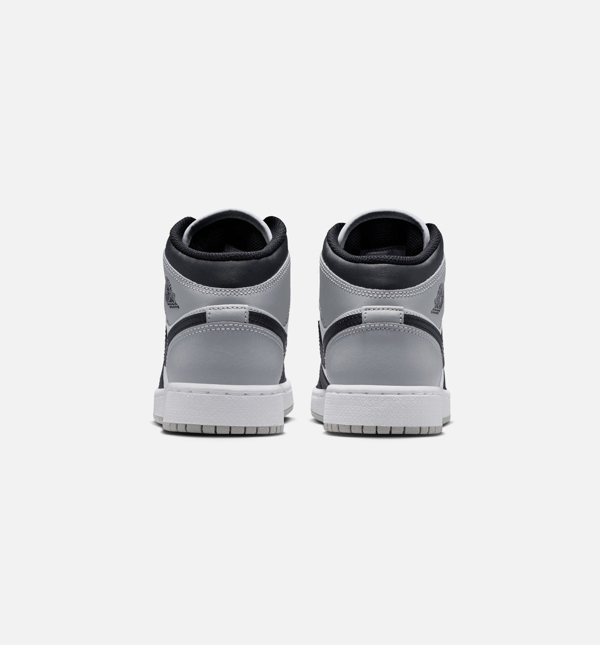 Air Jordan 1 Mid – Grade School Lifestyle Shoe in White/Light Smoke Grey/Black