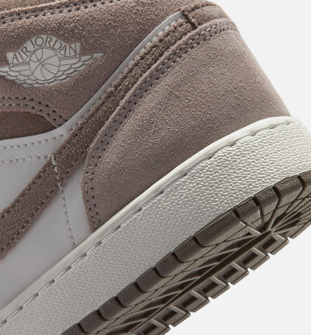 Air Jordan 1 Mid – Grade School Lifestyle Shoe in Enigma Stone/Olive Grey/Summit White