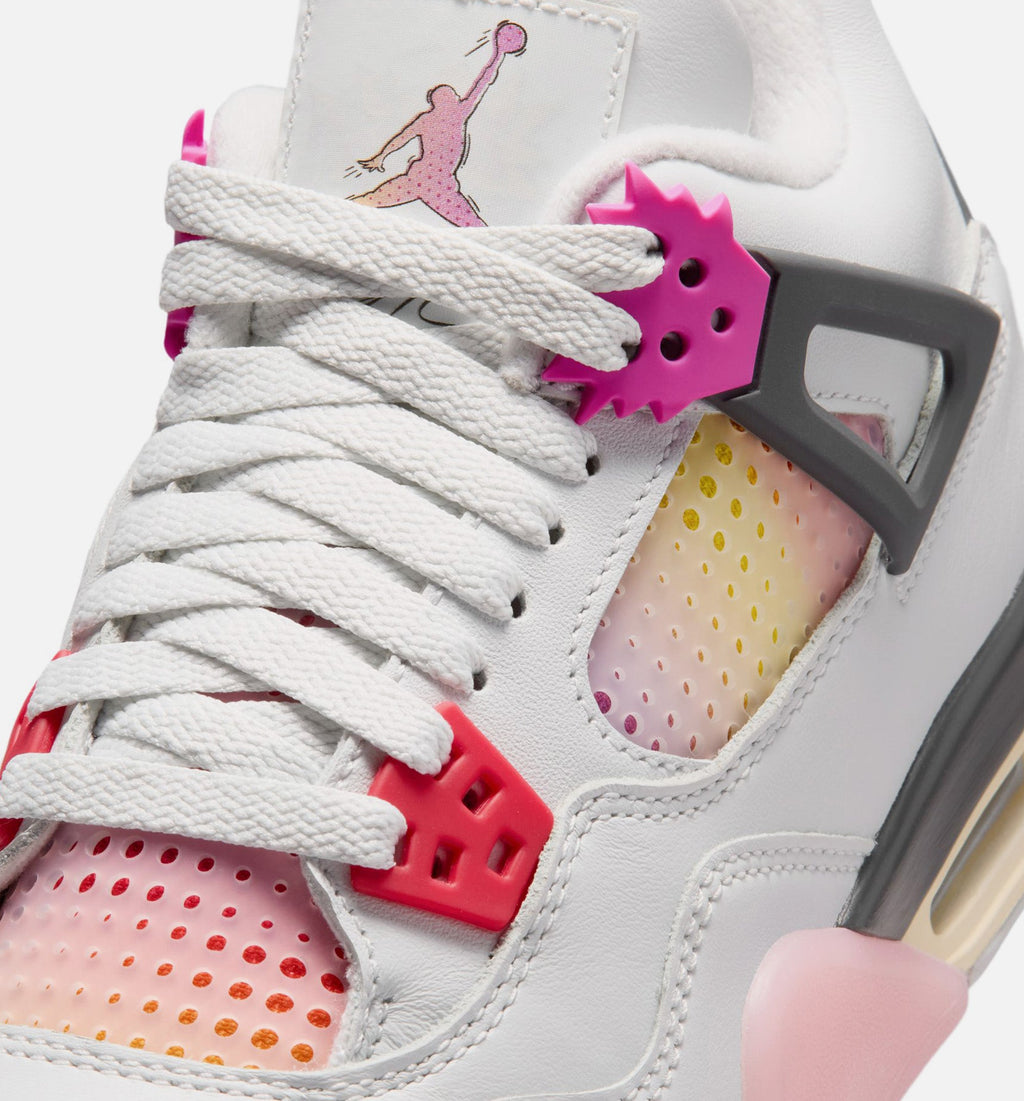 Air Jordan 4 Retro Comic – Grade School Lifestyle Shoe in Off White/Fire Pink/Anthracite
