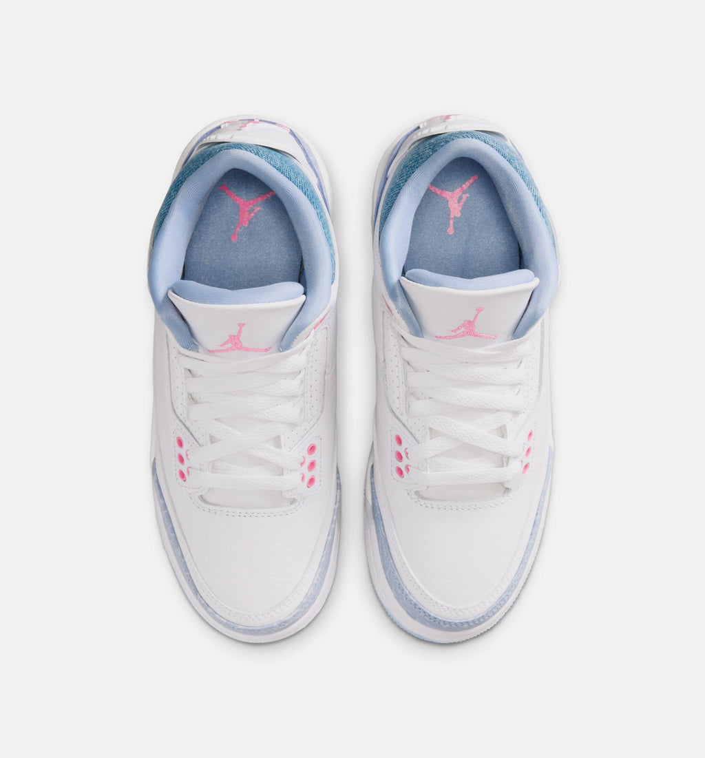 Air Jordan 3 Retro Cobalt Bliss – Grade School Lifestyle Shoe in White/Cobalt Bliss/Football Grey/Pink Glow