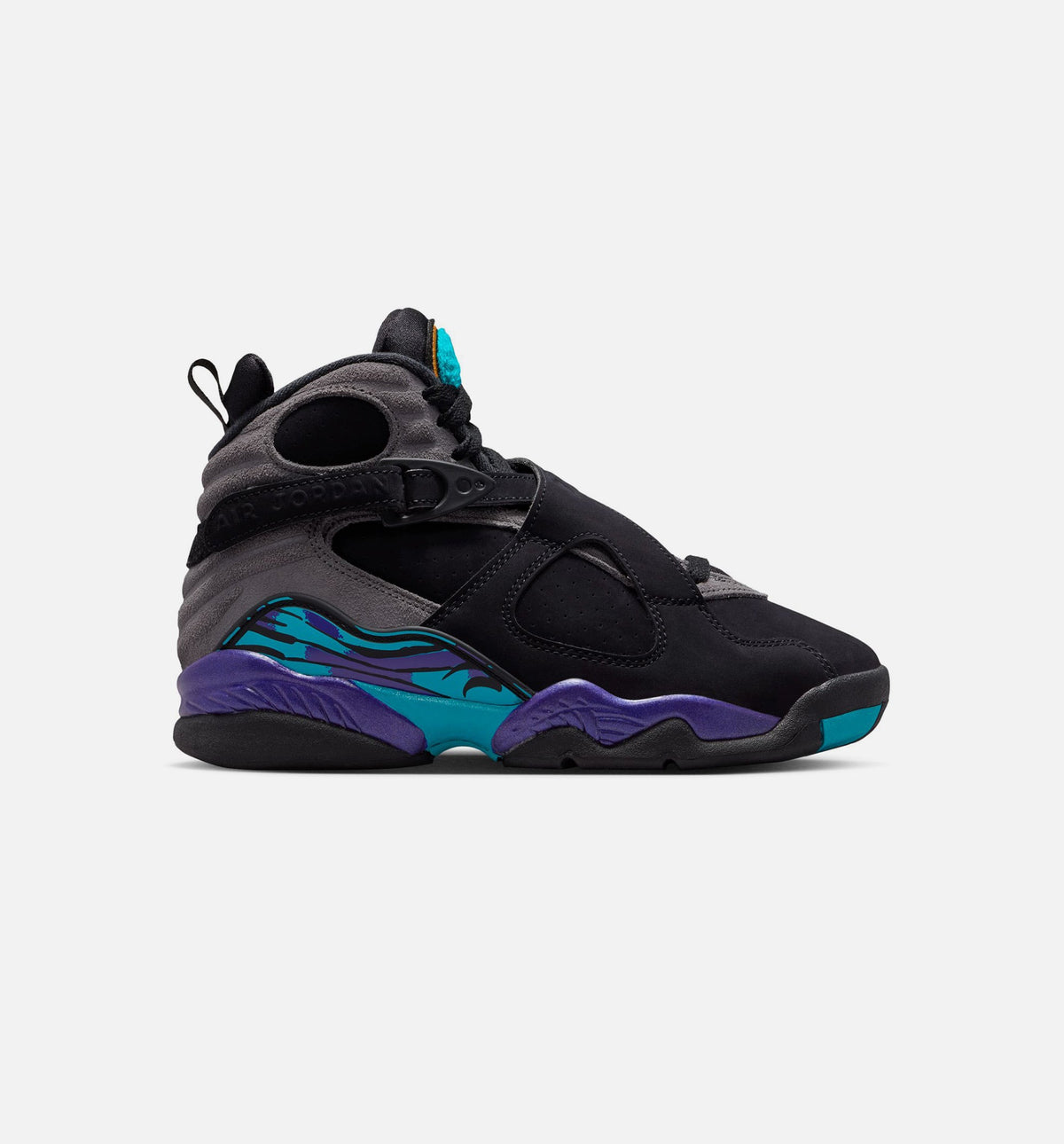 Air Jordan 8 Retro Aqua – Grade School Lifestyle Shoe in Black/Multi-Color/Bright Concord/Multi-Color