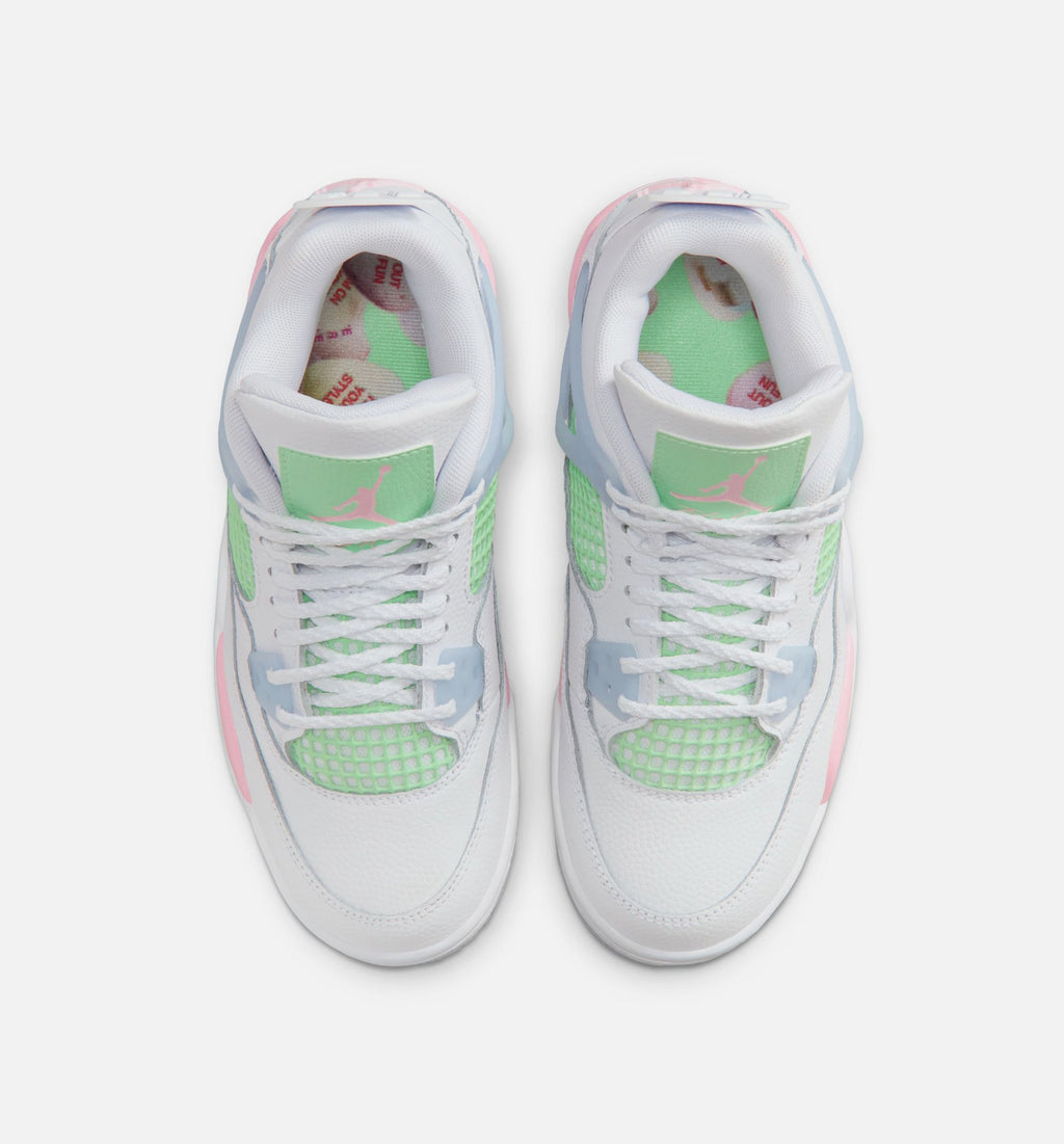 Air Jordan 4 Retro Medium Soft Pink – Grade School Lifestyle Shoe in White/Medium Soft Pink/Half Blue