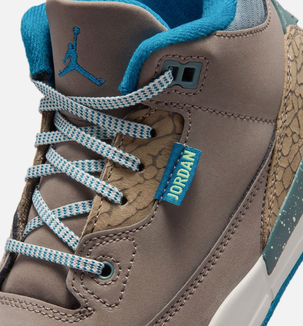 Air Jordan 3 Retro Olive Grey – Preschool Lifestyle Shoe in Olive Grey/Green Abyss/Khaki/Sea Glass