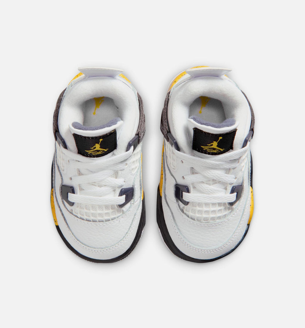 Air Jordan 4 Retro Rare Air Tour Yellow – Infant/Toddler Lifestyle Shoe in White/Dark Blue Grey/Black/Tour Yellow