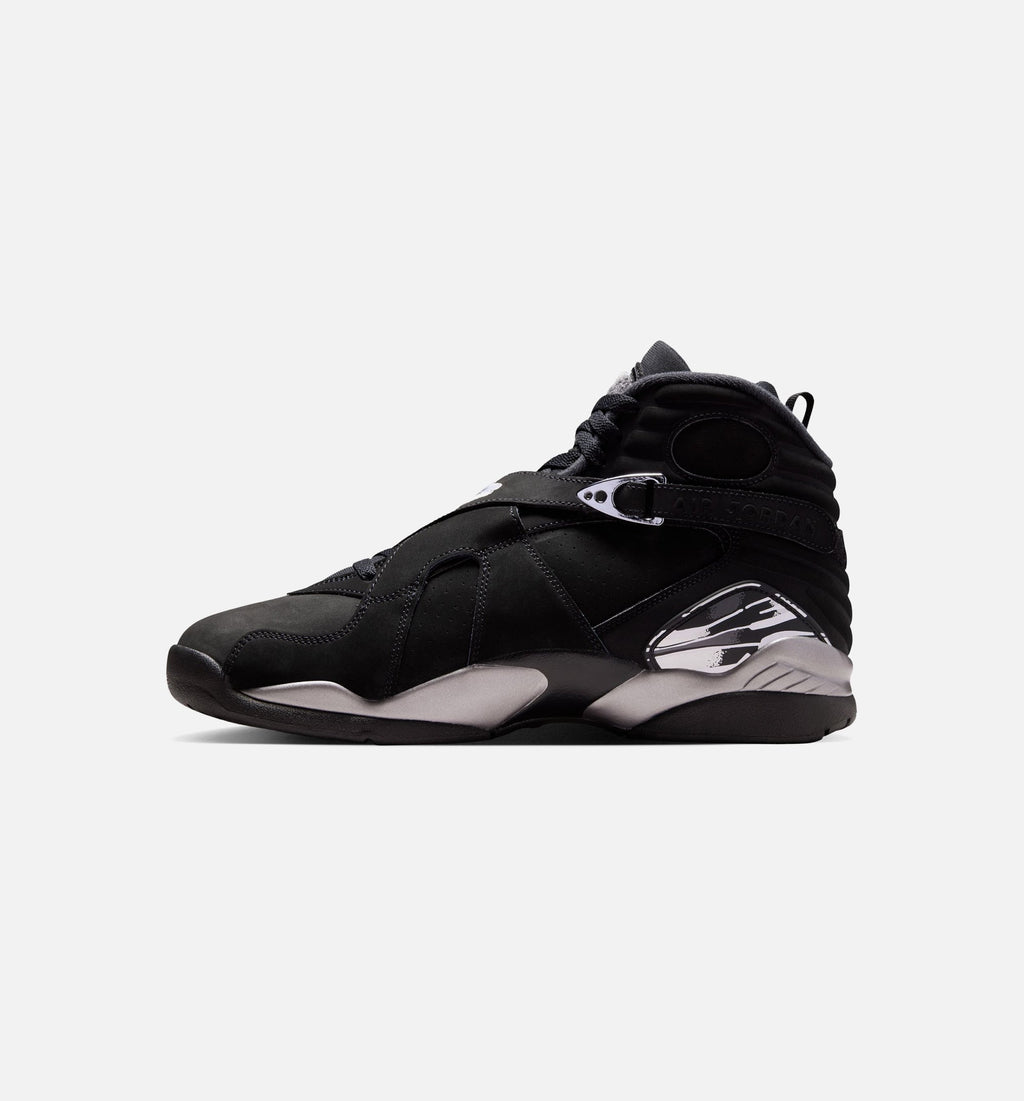 Air Jordan 8 Retro Chrome Black and Light Graphite – Men's Lifestyle Shoe in Black/White/Light Graphite