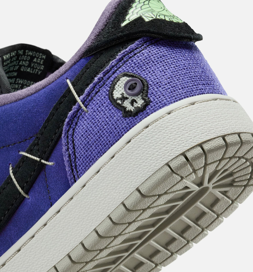 Air Jordan 1 Low OG – Grade School Lifestyle Shoe in Regency Purple/Vapor Green/Black/Dark Raisin